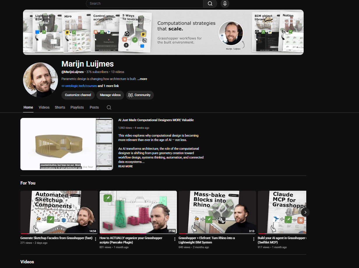 Preview of Ontologic videos about Grasshopper, AI and computational design workflows